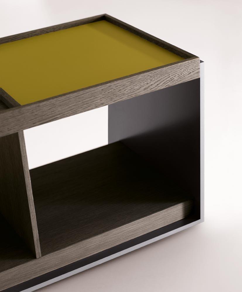 SURFACE Low rectangular wooden coffee table