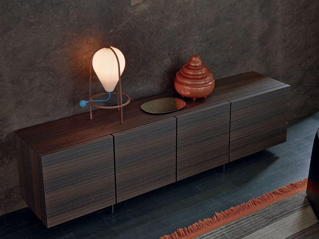 PANDORA Wood veneer sideboard with doors