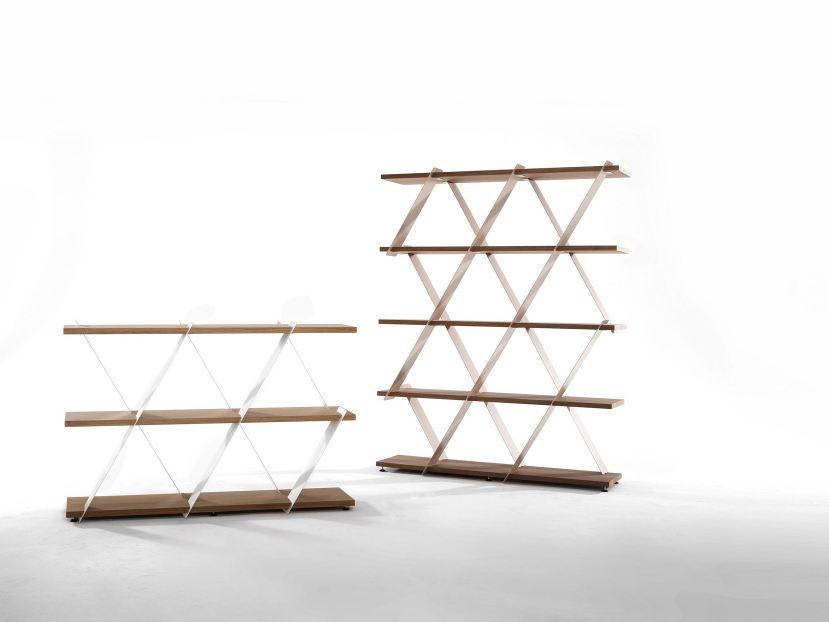 CASTLE Open freestanding double-sided wooden bookcase