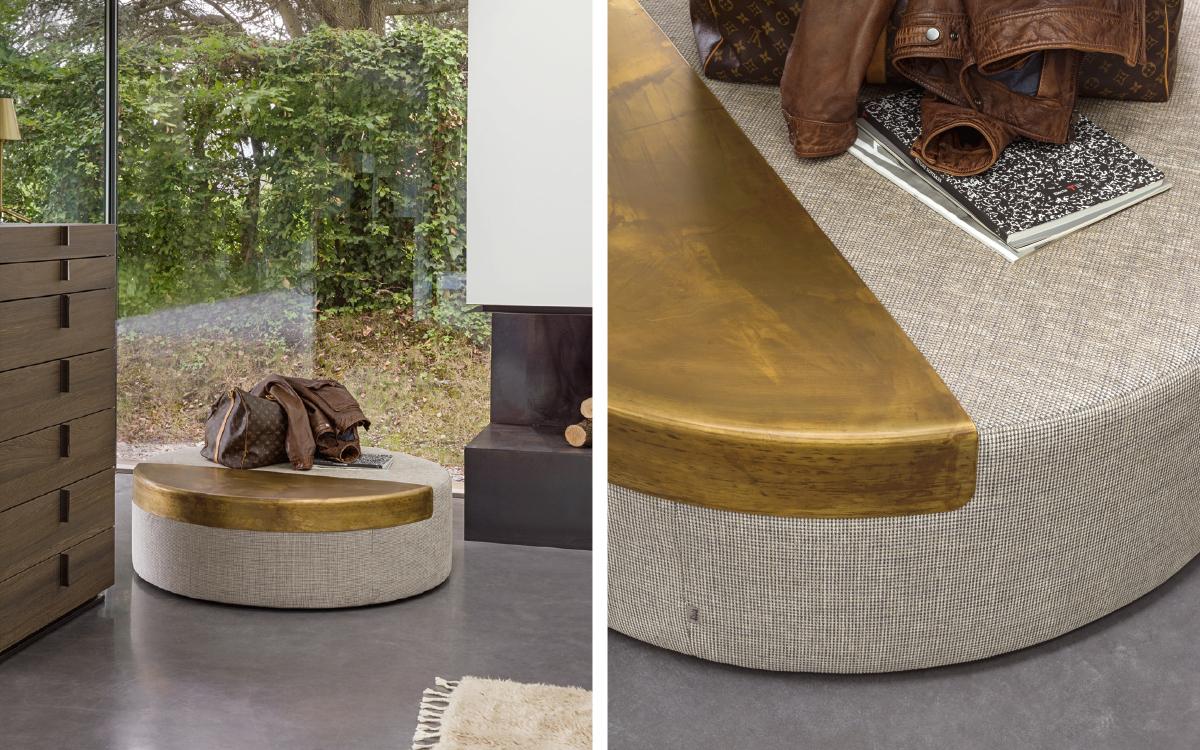 MOON Round fabric pouf