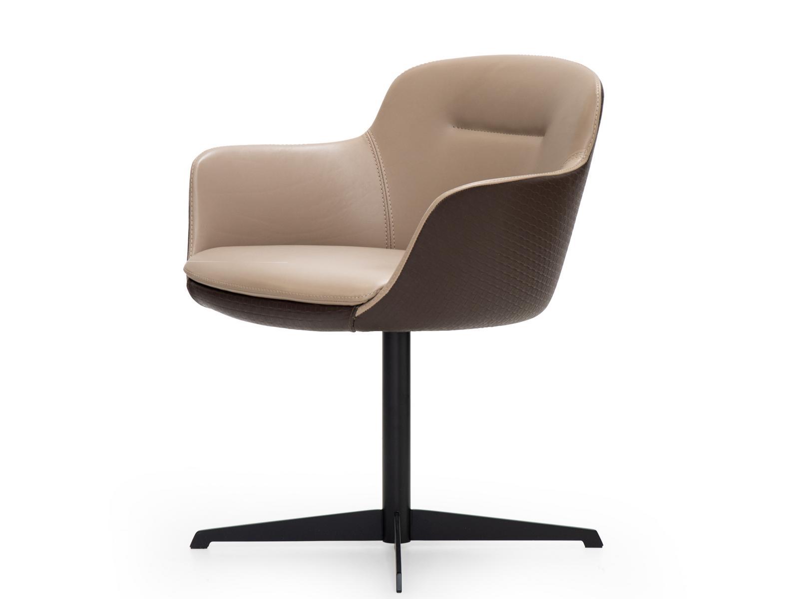 KOWLOON Swivel Deerskin easy chair with 4-spoke base