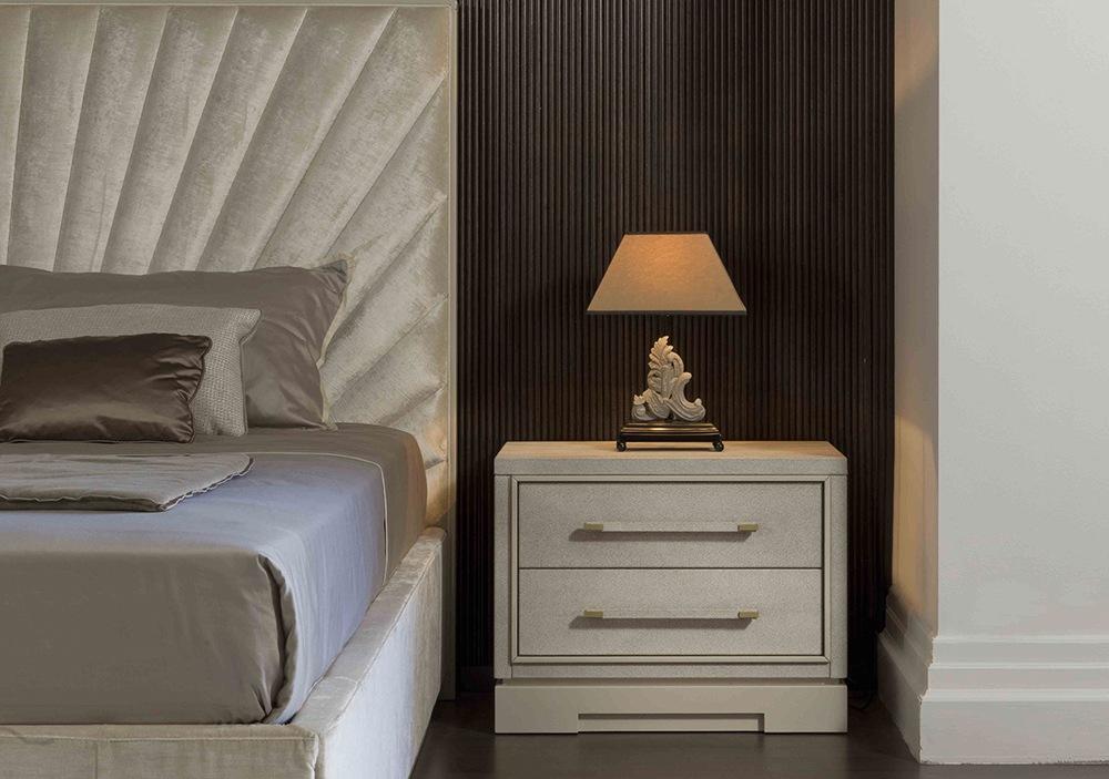 ELLIOT Fabric bed with upholstered headboard