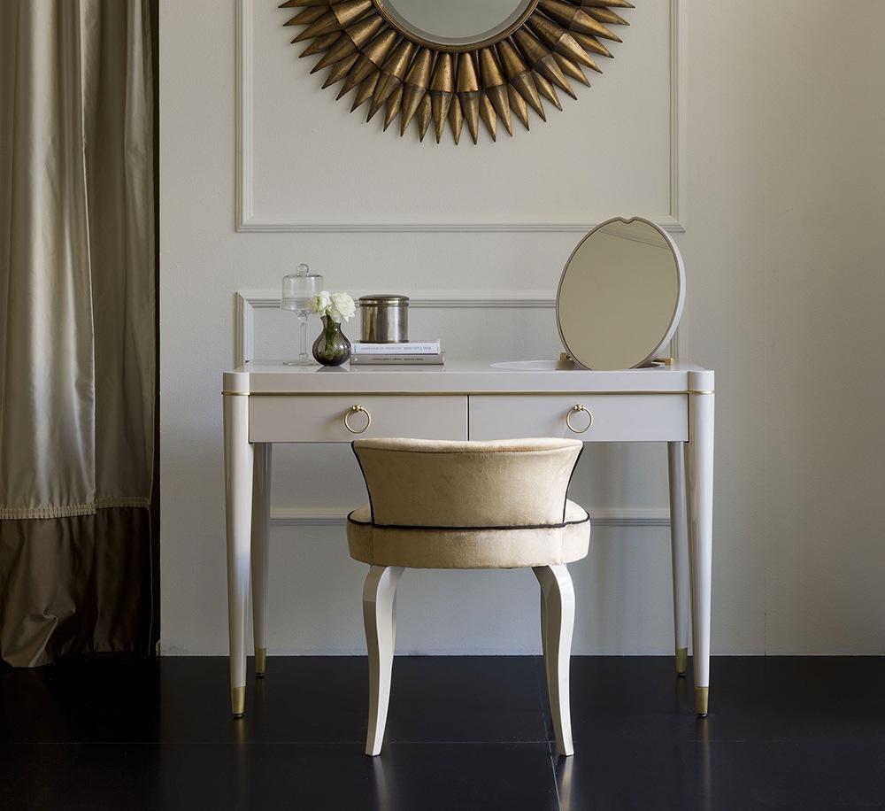 AMBRA Rectangular leather writing desk with drawers