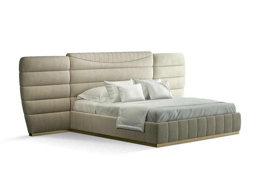 7389 Fabric king size bed with upholstered headboard