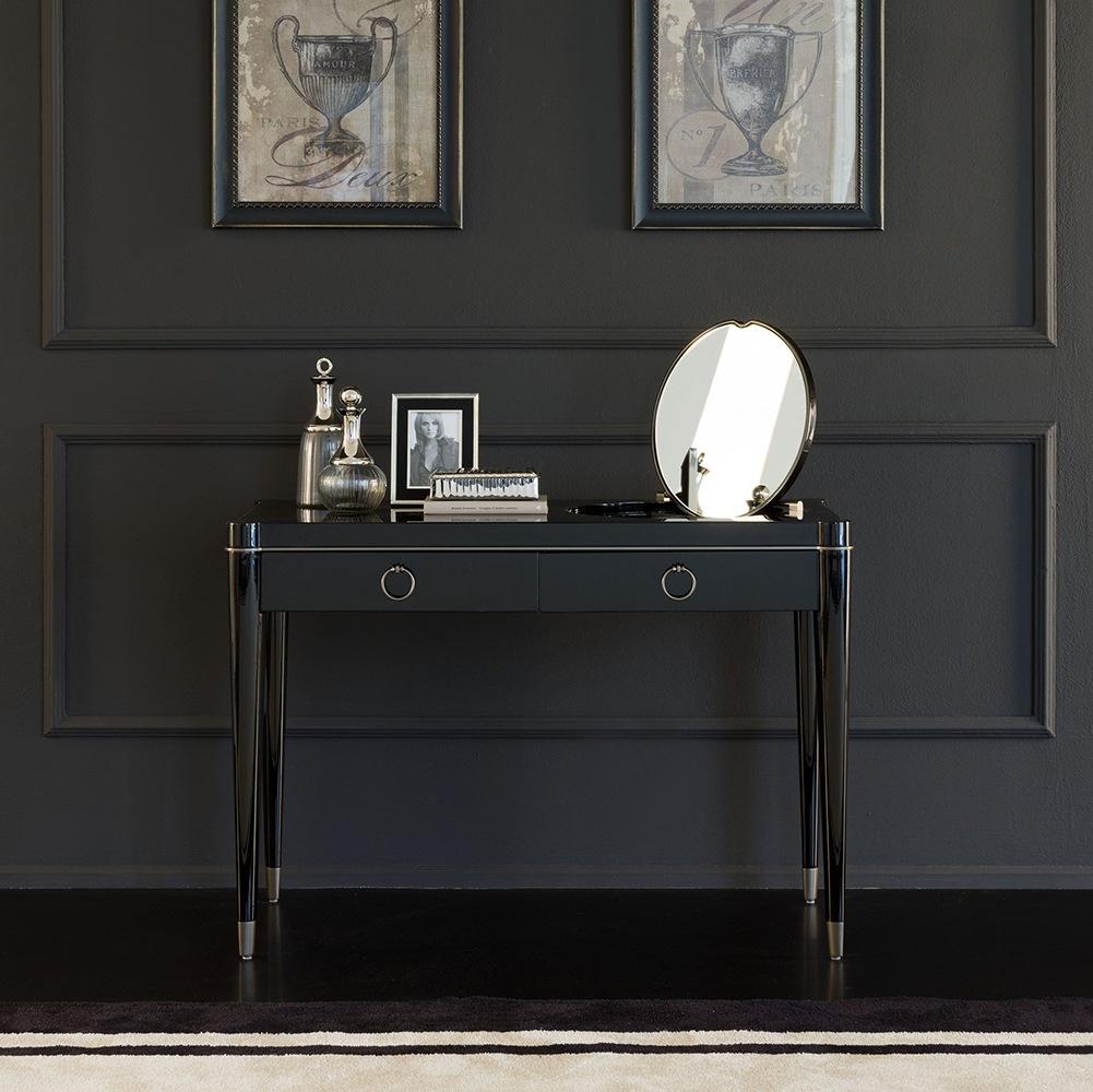 AMBRA Rectangular leather writing desk with drawers