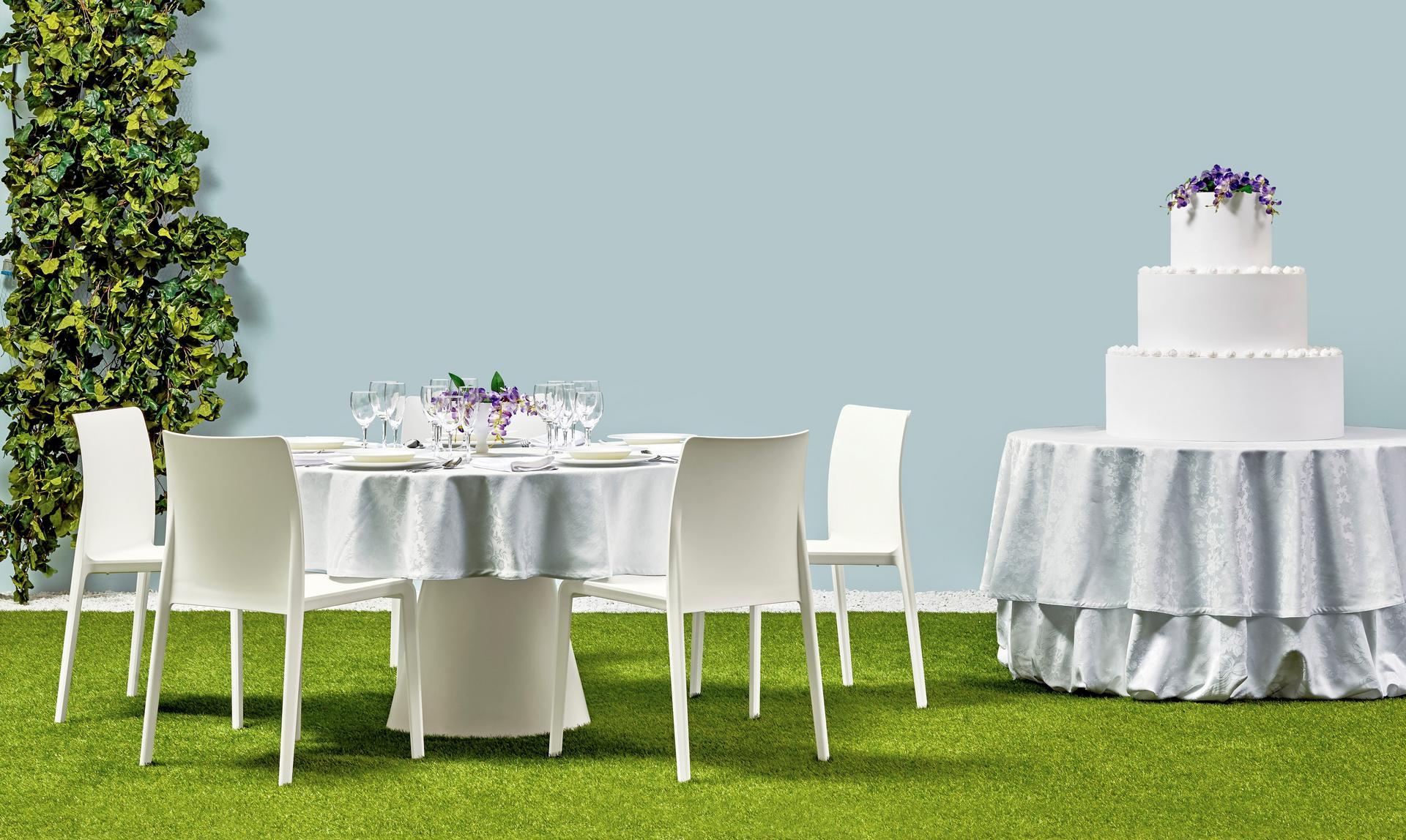 VOLT 674 Stackable plastic chair with armrests