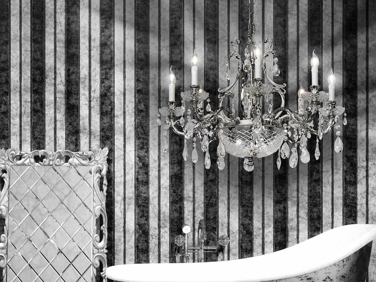 GRACE 1663/8+2-SH/G Polish nickel chandelier with Schoeler crystals
