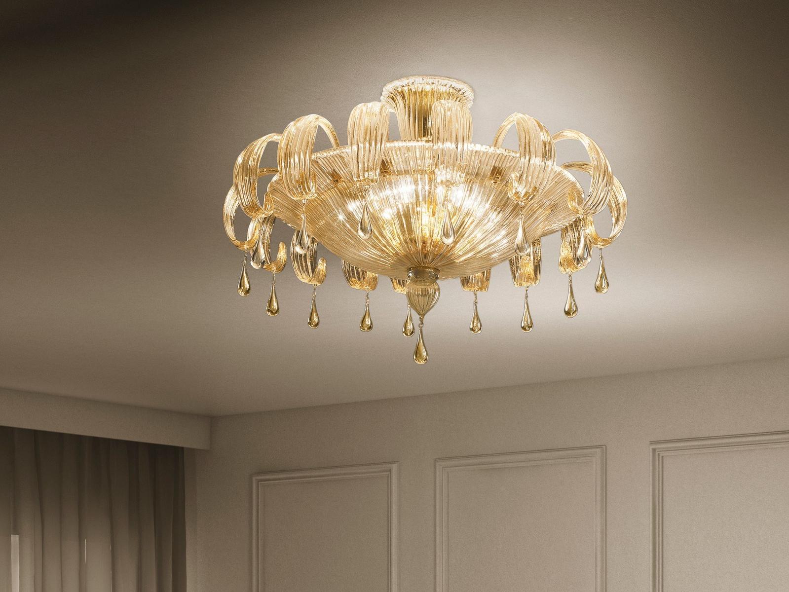 MOLIN Glass ceiling lamp with crystals
