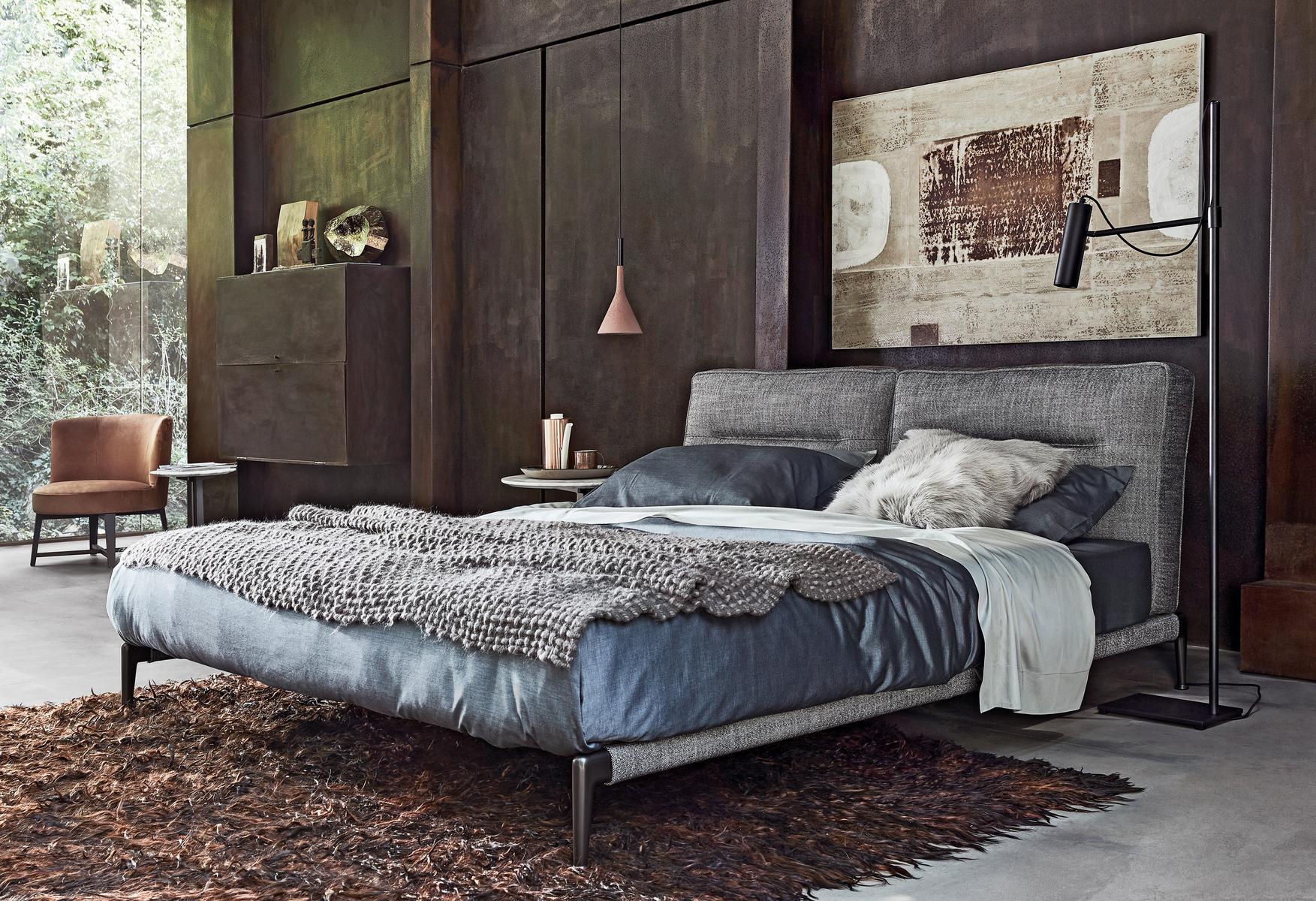 ADDA Fabric double bed with upholstered headboard