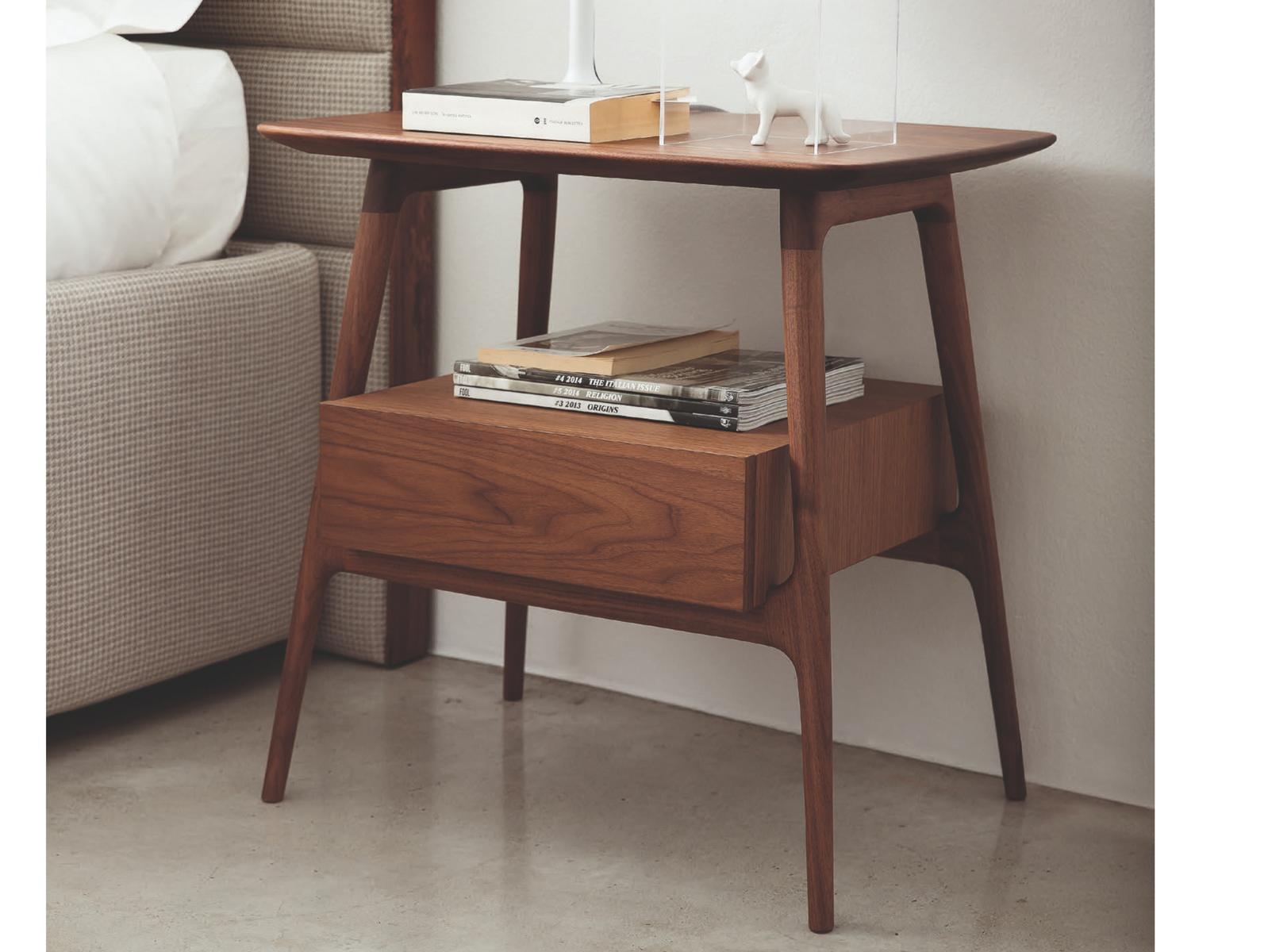 BILOT Rectangular walnut bedside table