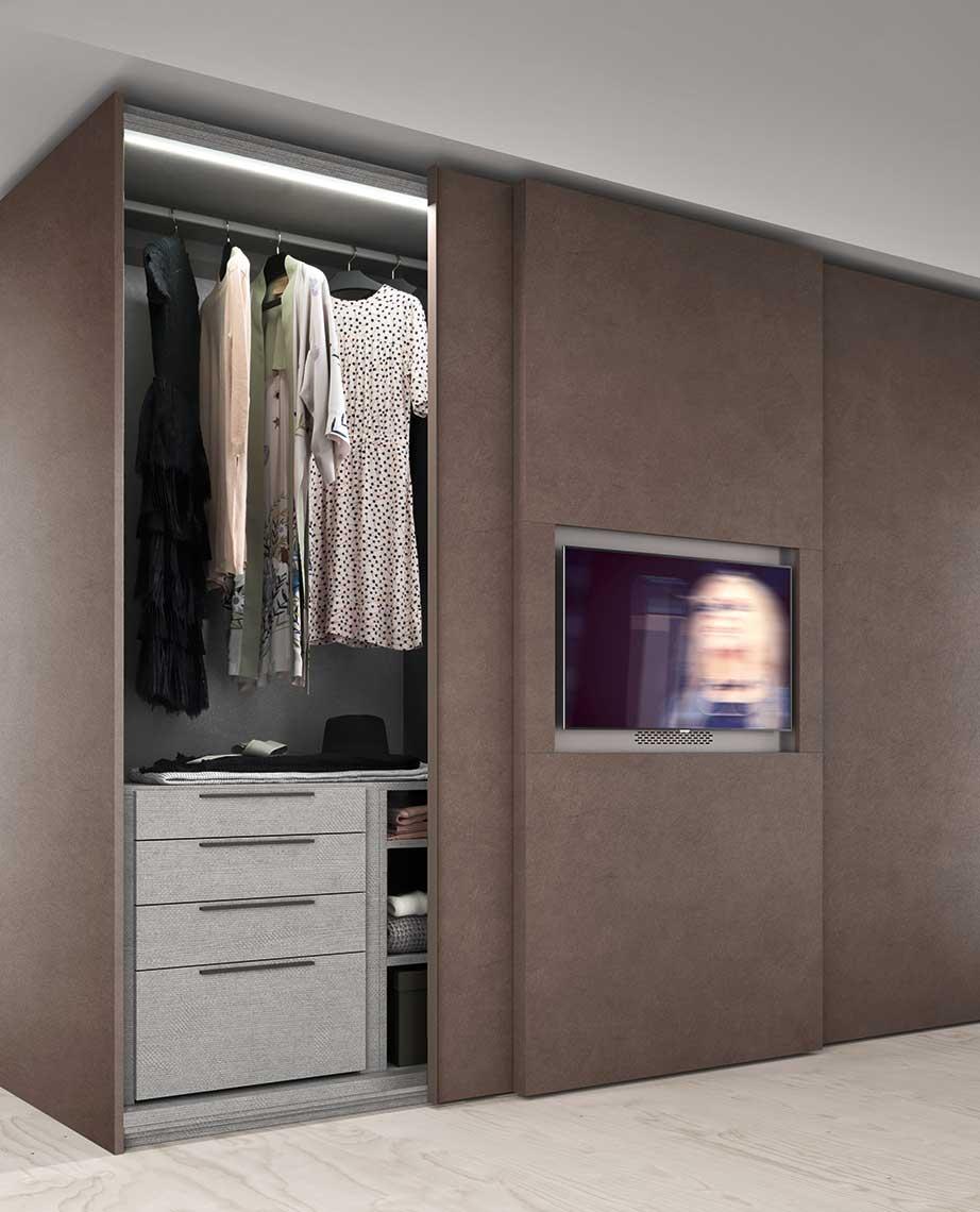 TELEVISION Modular lacquered wardrobe with doors