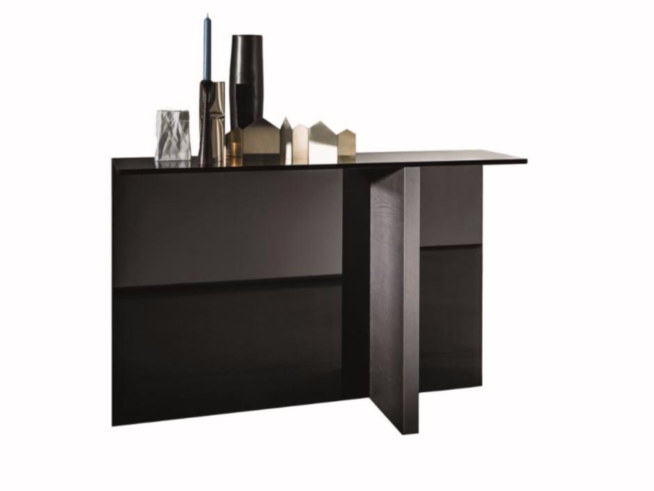 REGOLO Rectangular wood and glass console table