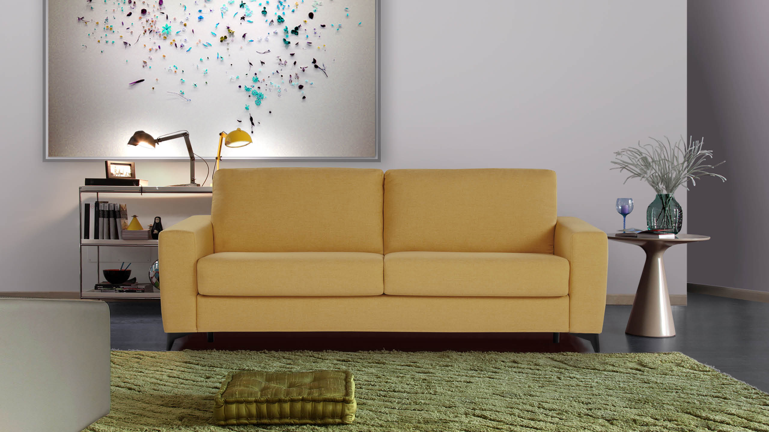 ALFA The Alfa sofa boasts a sleek, minimalist design ideal for any home, with options for a thicker mattress and an enclosed base.