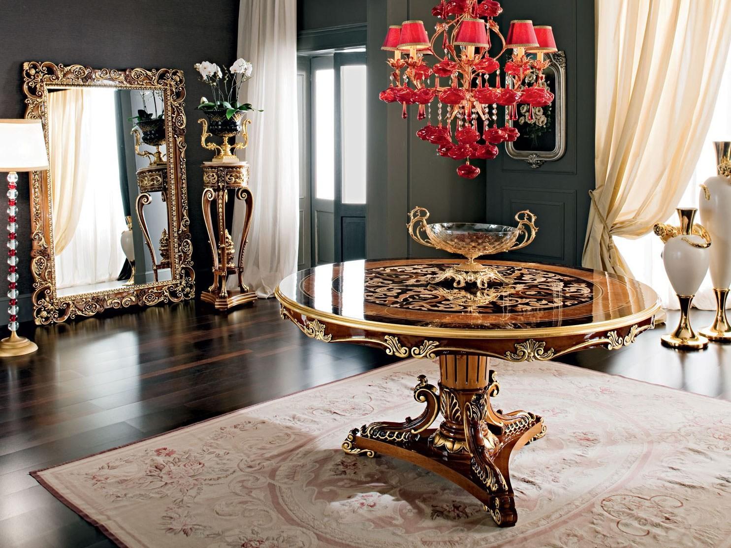 12142 Round solid wood living room table
