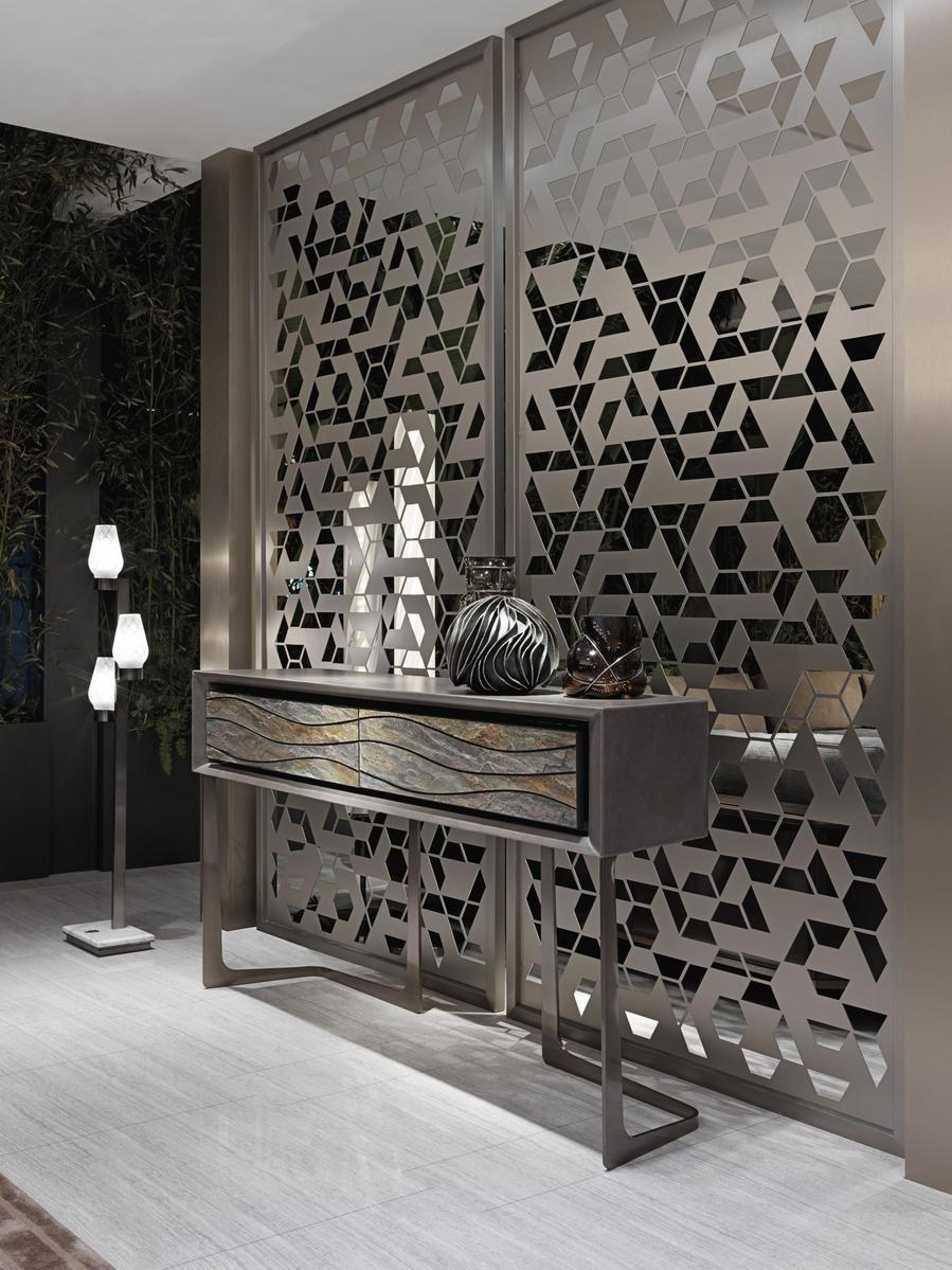 AZIMUT Rectangular metal console table with drawers
