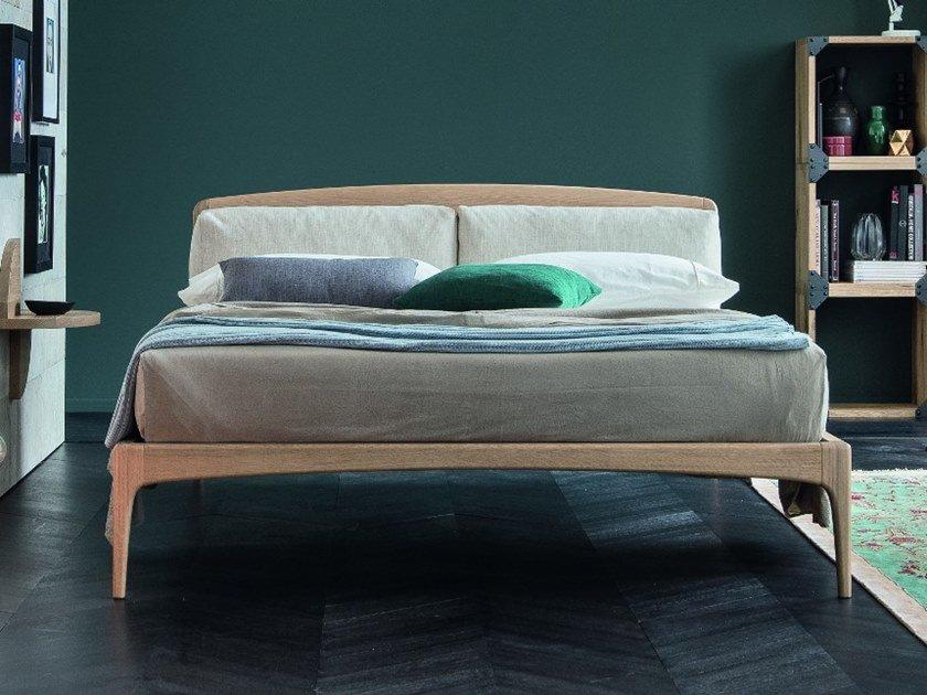 NICE Oak double bed with upholstered headboard