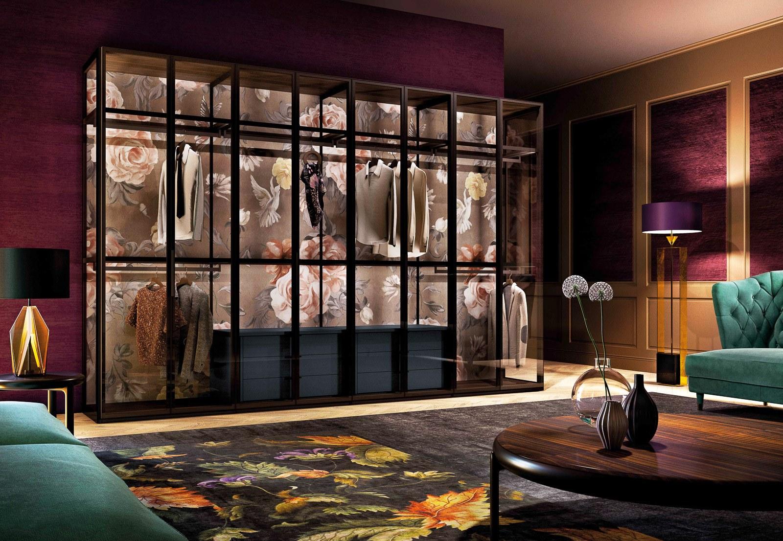 GLASS Glass and aluminium wardrobe