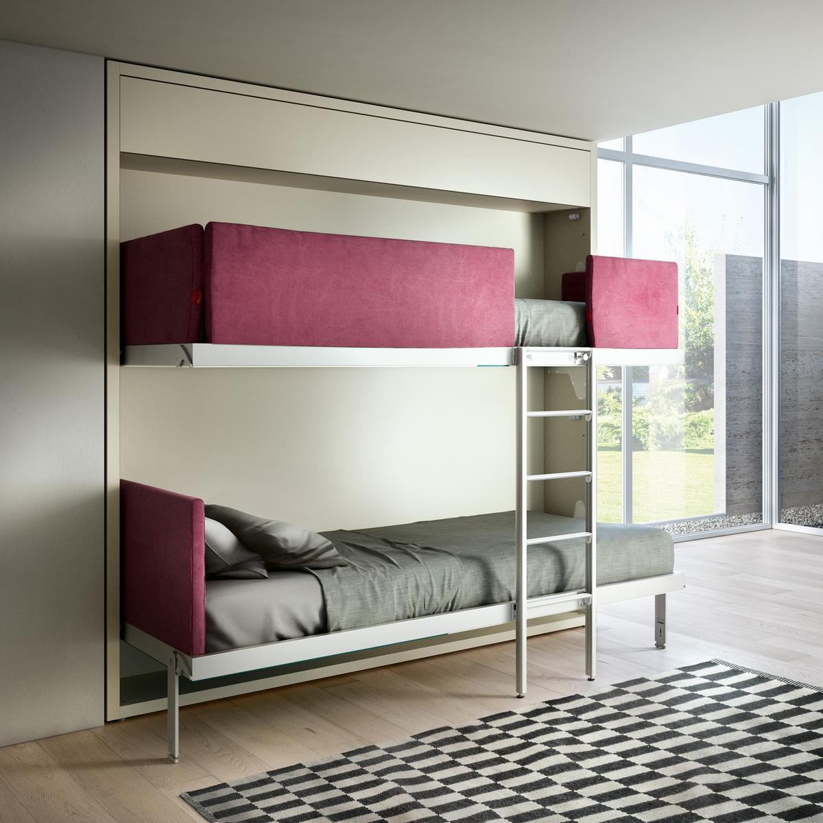 KALI DUO STANDRD Pull-down melamine-faced chipboard bunk bed