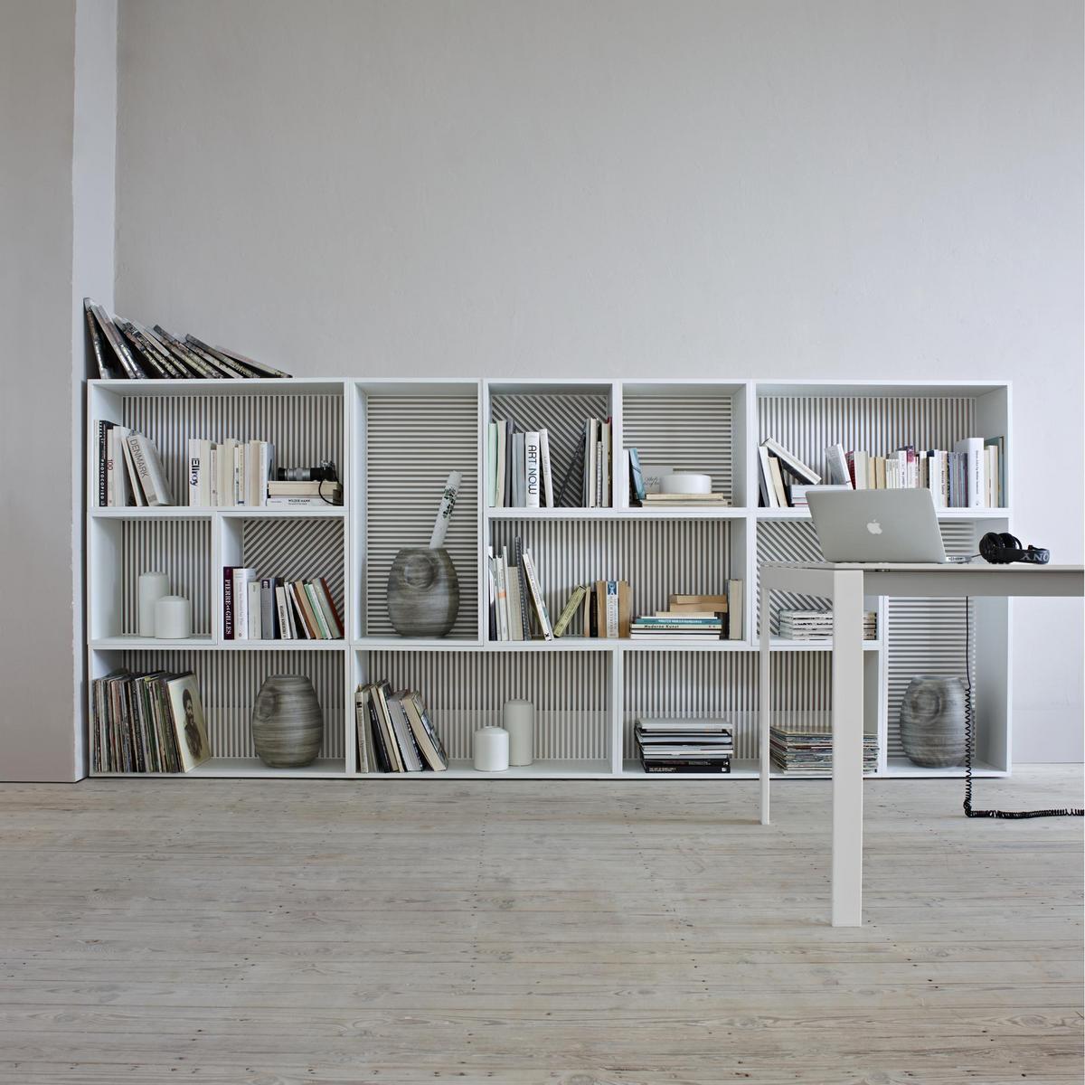 PERSIENNE Open sectional steel and wood bookcase