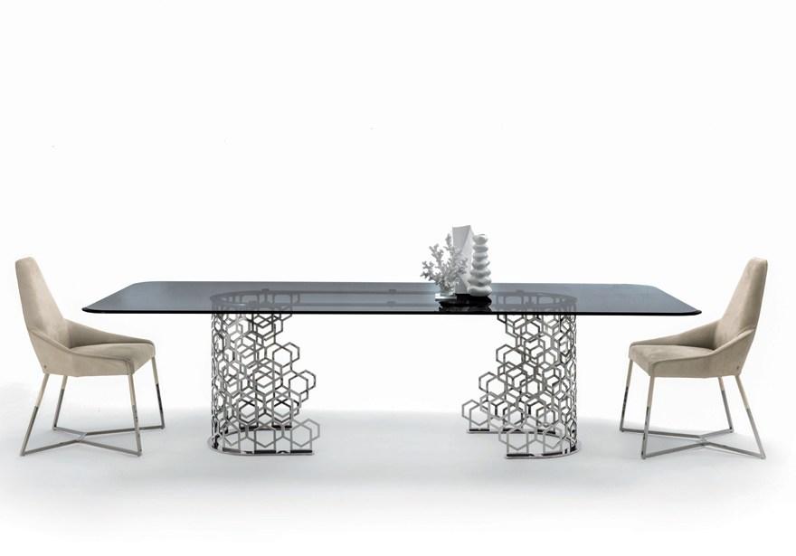 MANFRED Oval tempered glass table