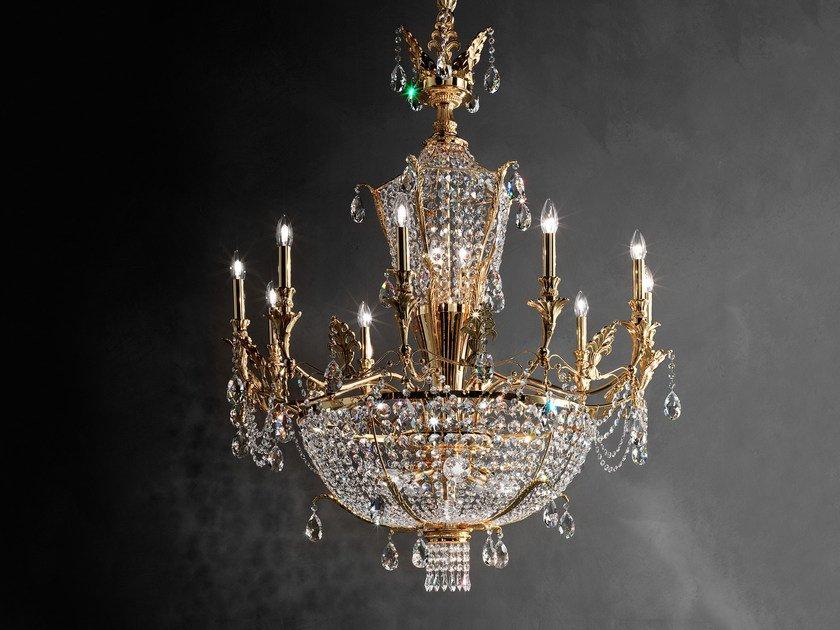 IMPERO &AMP; DECO VE 803 13+6 Incandescent brass chandelier with crystals