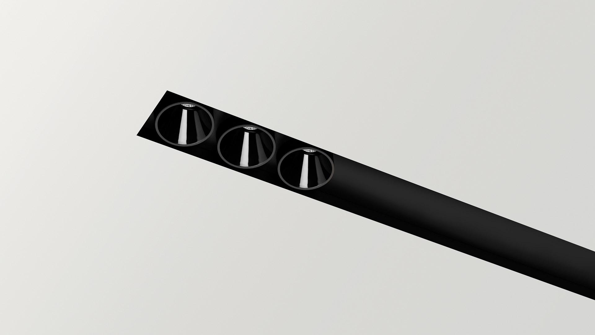 BLACK FOSTER ASYMMETRIC CUSTOM Ceiling mounted aluminium linear lighting profile for downlights