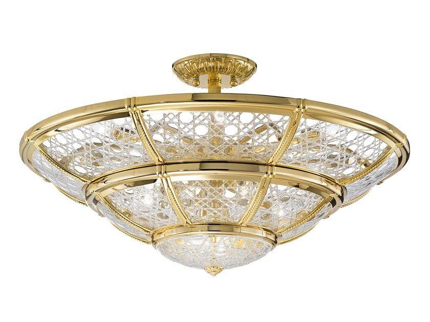 GIOTTO 1898/14SF-C Gold plated semi flush with crystal glass