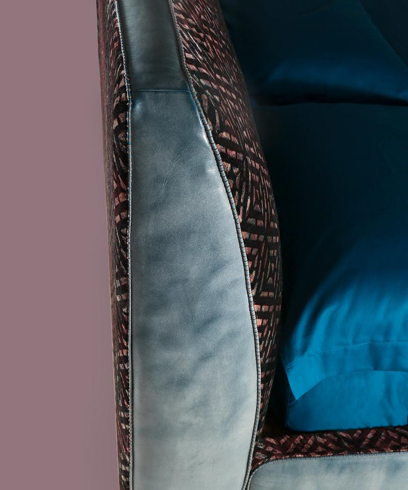 GREG Fabric double bed with upholstered headboard