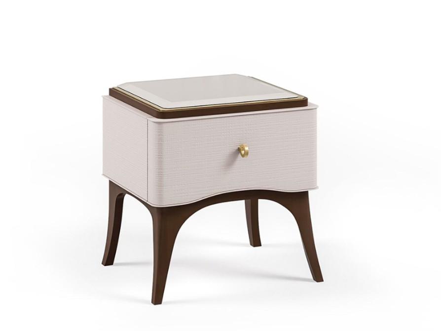 PR.136 Rectangular bedside table with glass top