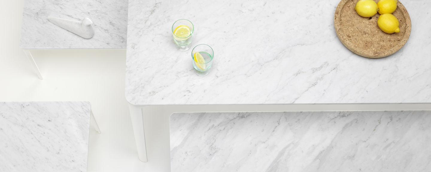 LTR Coffee table with Carrara marble top and steel base