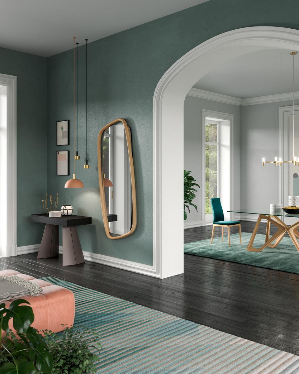PAPILLON Rectangular wood and glass table