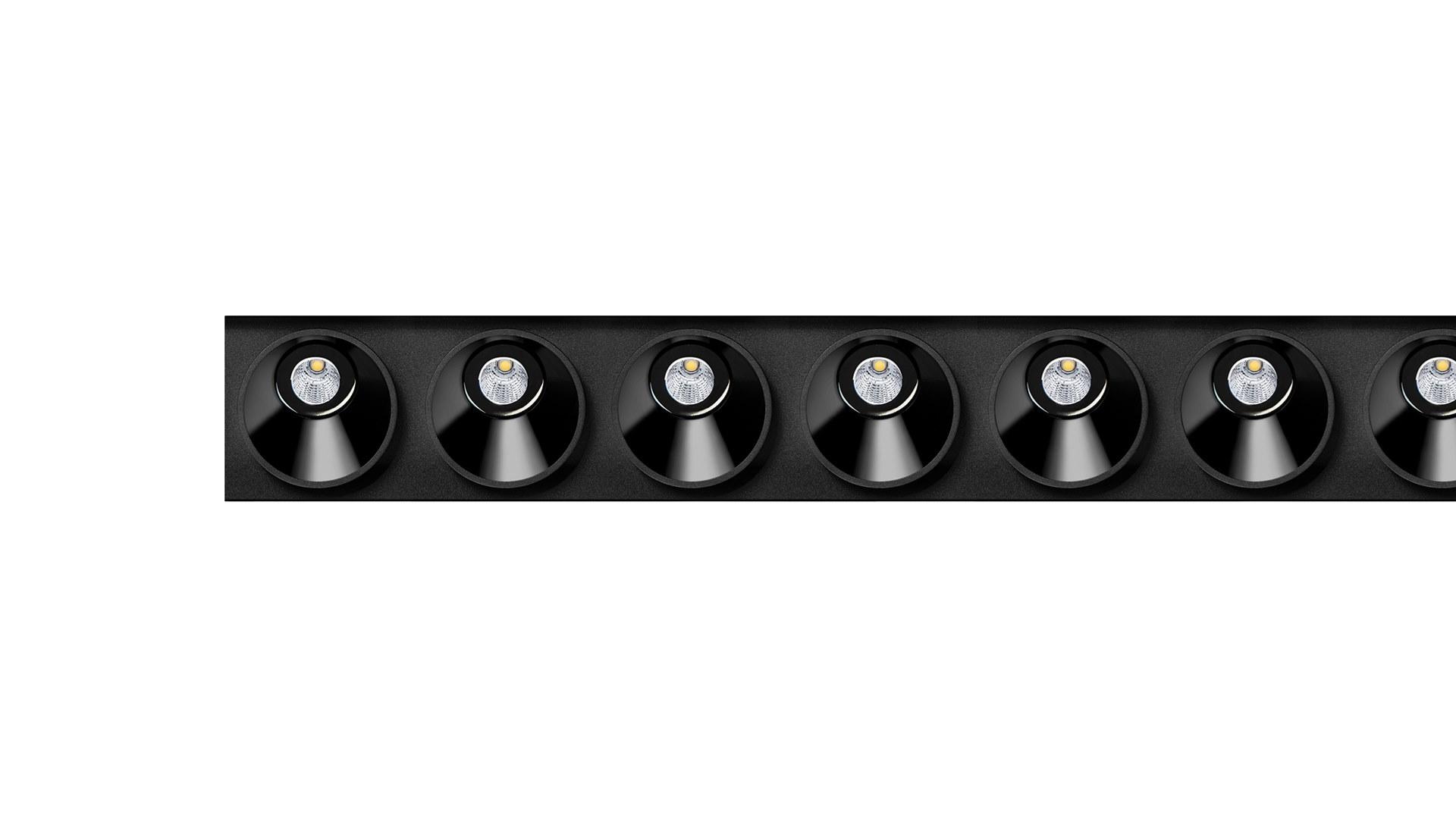 BLACK FOSTER ASYMMETRIC CUSTOM Ceiling mounted aluminium linear lighting profile for downlights