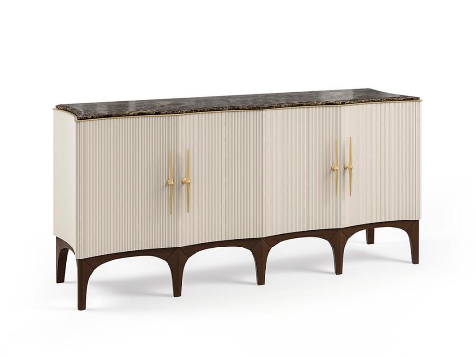 PR.483 Wooden sideboard with hinged doors and marble top