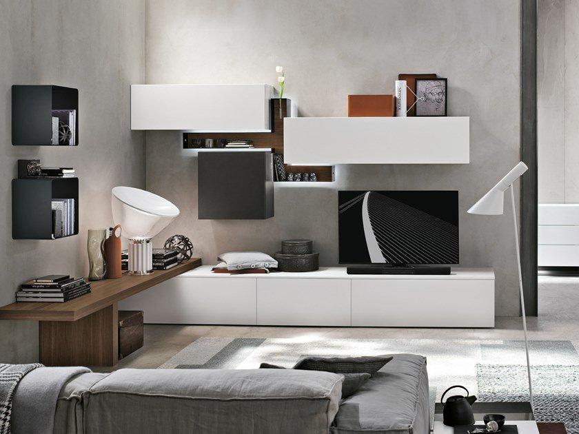 UNIT A070 Sectional storage wall with integrated lighting