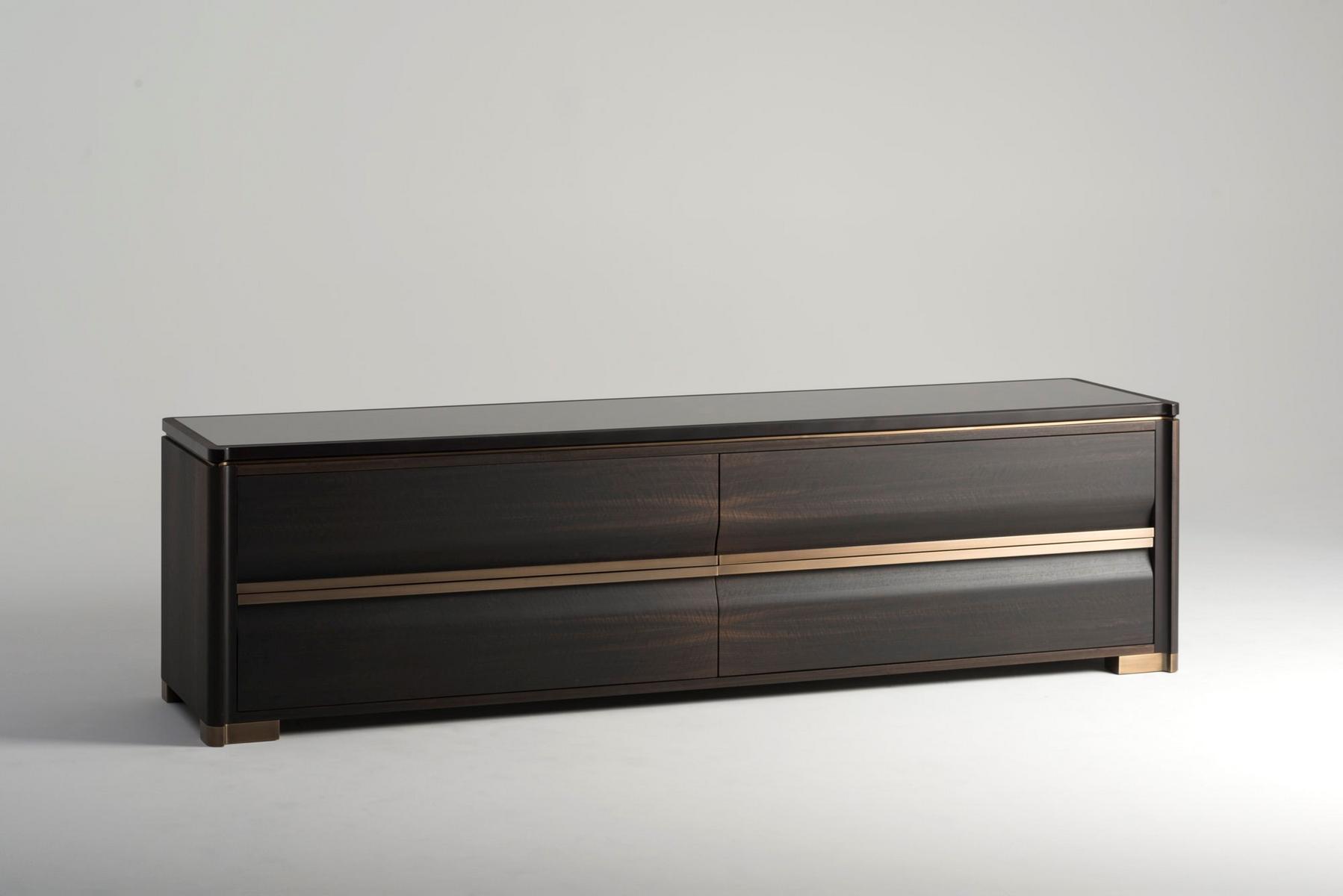 ERCOLE Eucalyptus TV cabinet with drawers