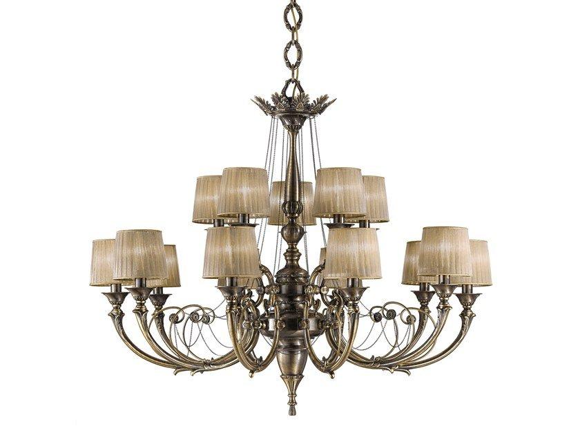 GINEVRA 859/10+5 Antique bronze chandelier with shades