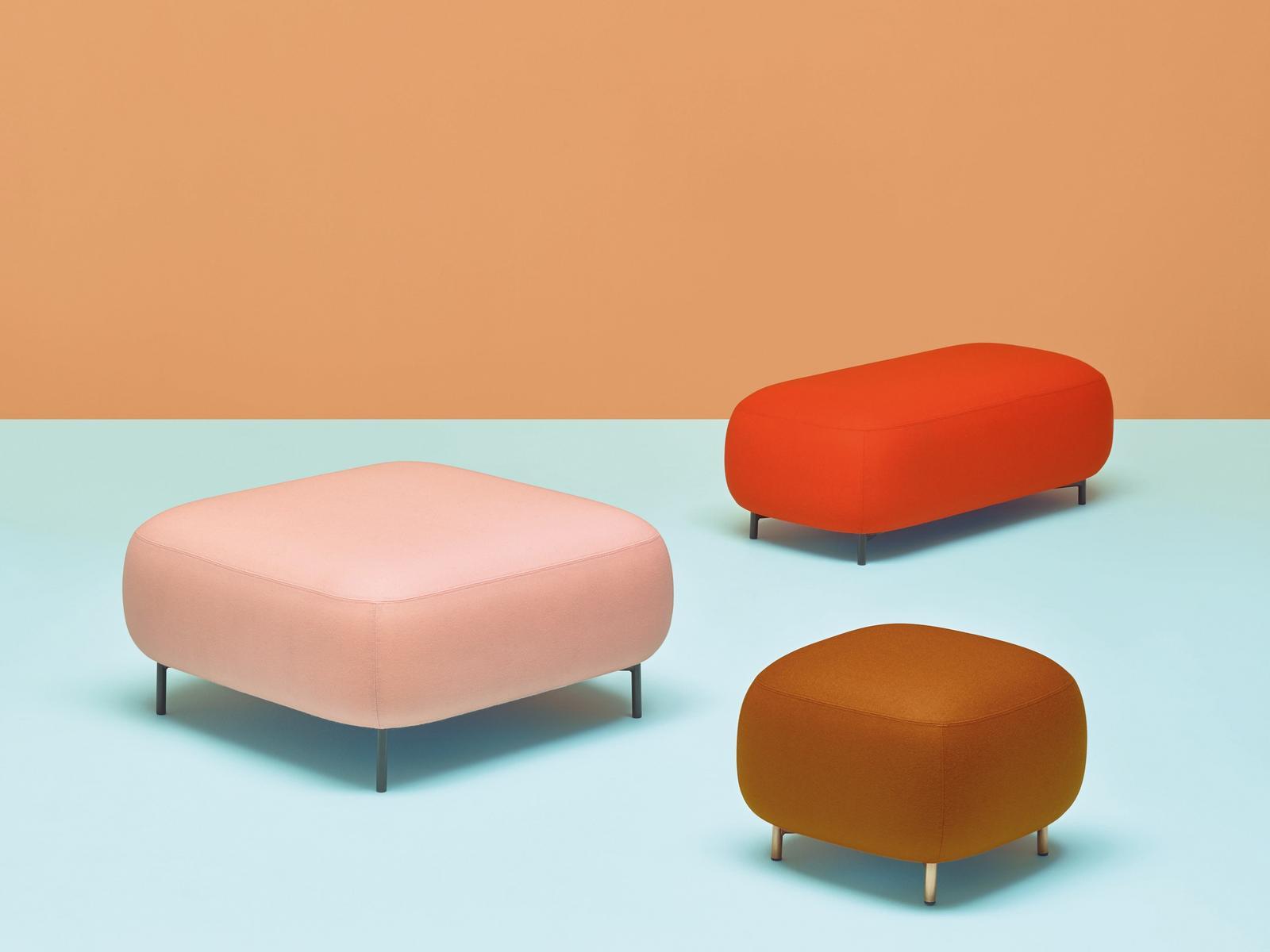 BUDDY 210 Upholstered square fabric pouf
