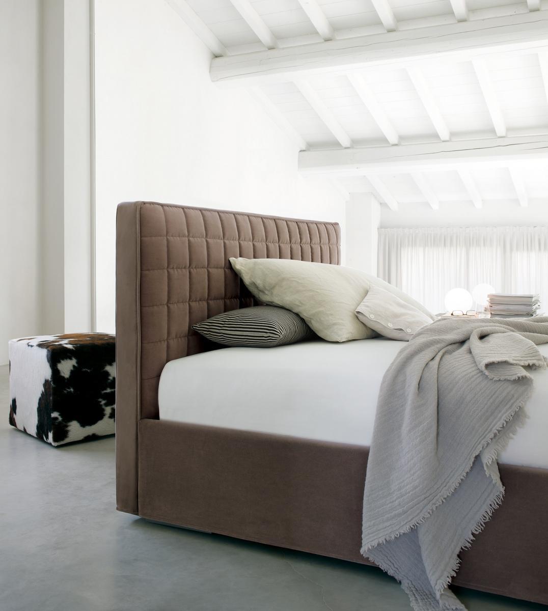 PICOLIT Fabric bed with removable cover with upholstered headboard