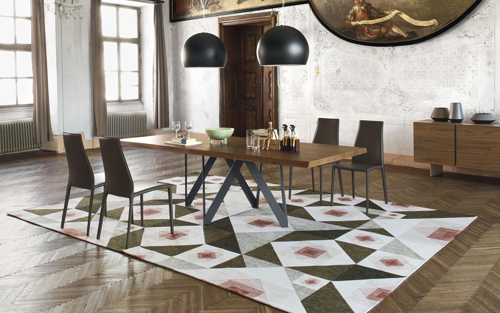 CARTESIO Rectangular wood veneer table