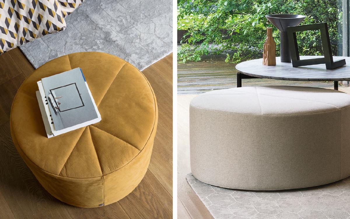 MOON Round fabric pouf