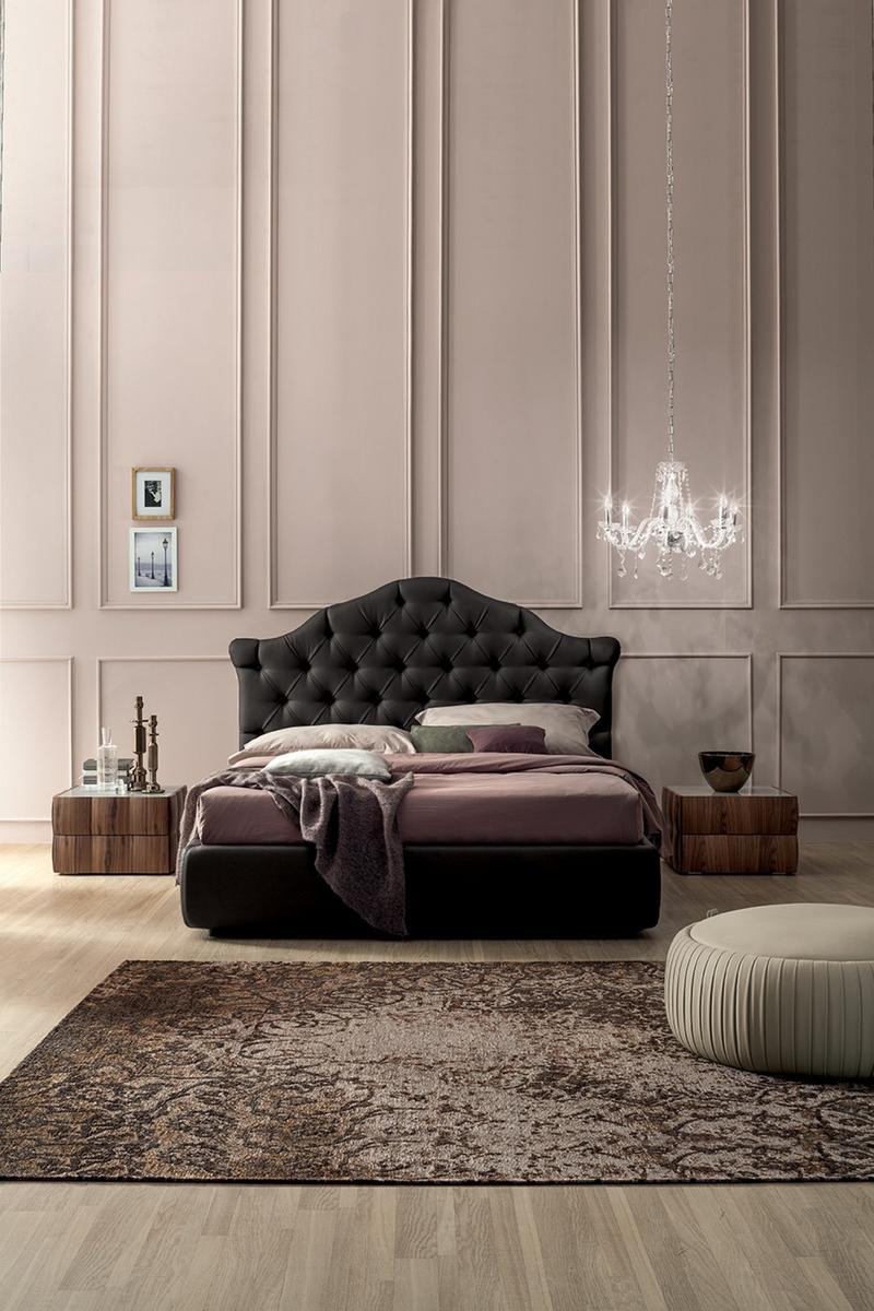 VENEZIANO Leather double bed with tufted headboard