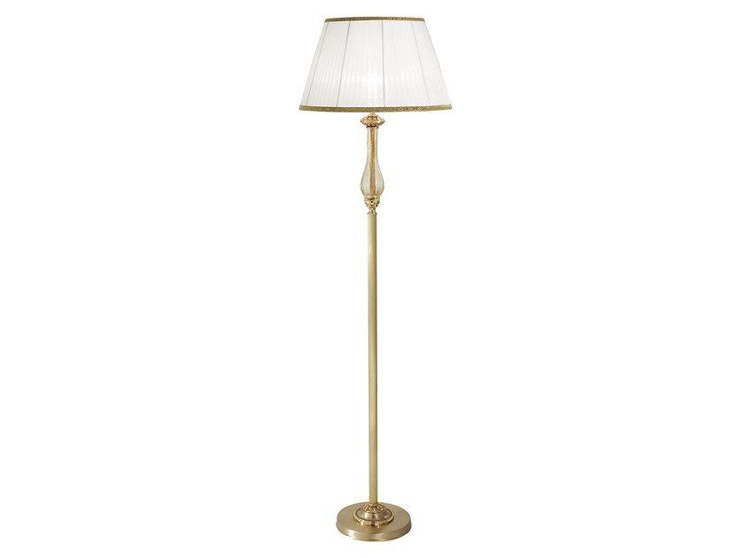 AMANDA 227/P French gold table lamp with amber crackle glass and shade