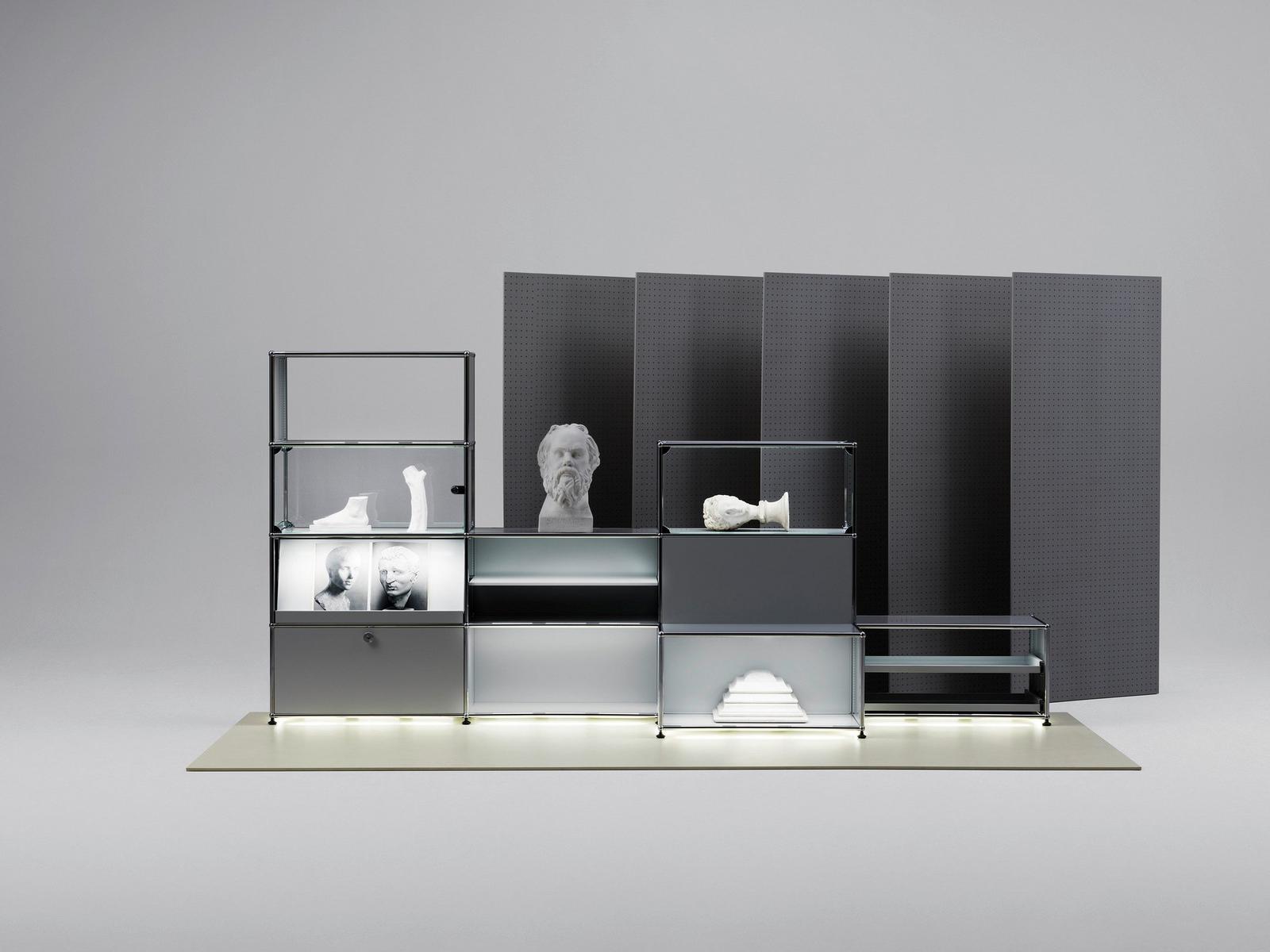 HALLER E Modular shelving unit with built-in lights