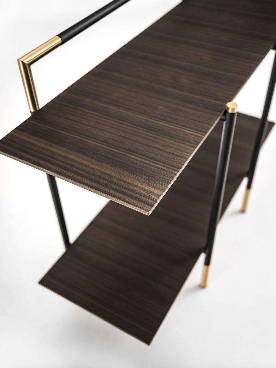 KEVIN Rectangular metal console table with shelving