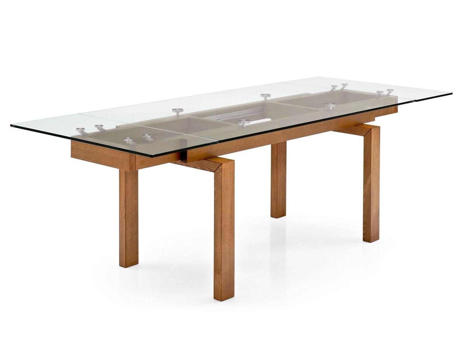 HYPER Extending wood and glass table