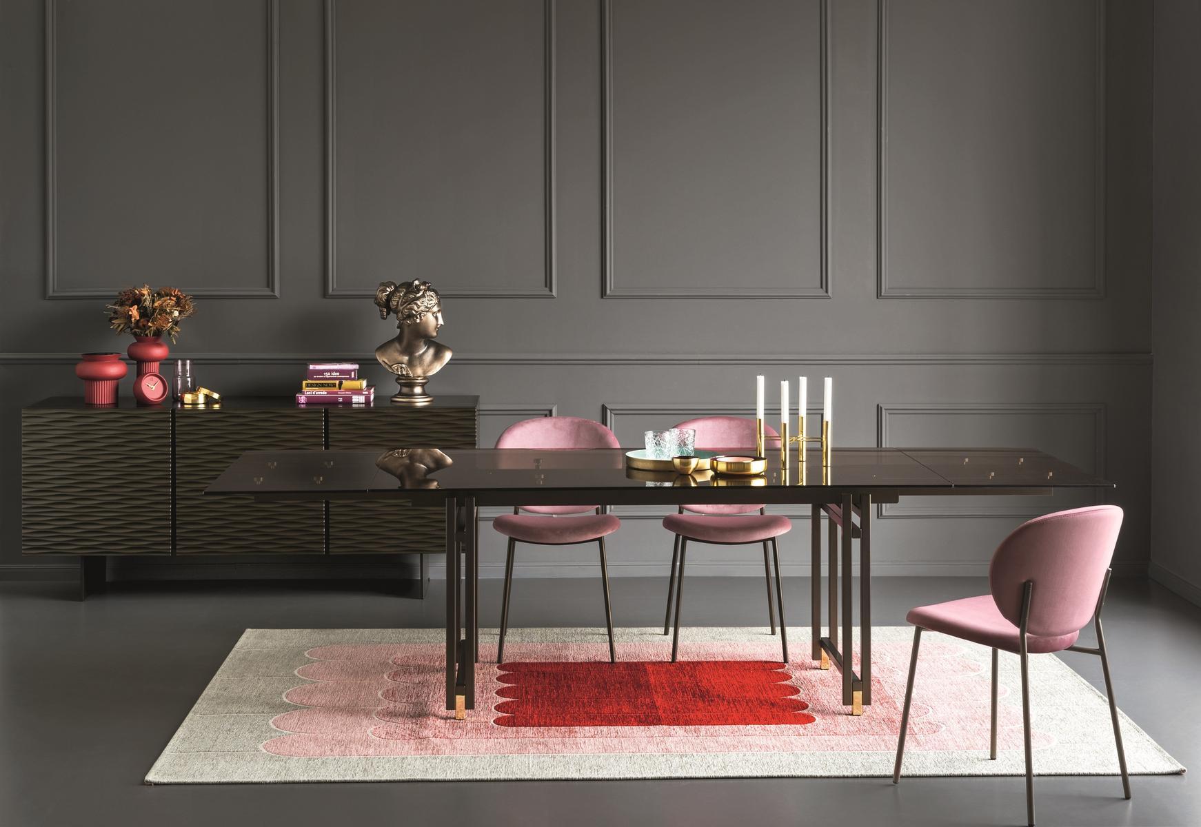 BERLIN Extending rectangular glass table