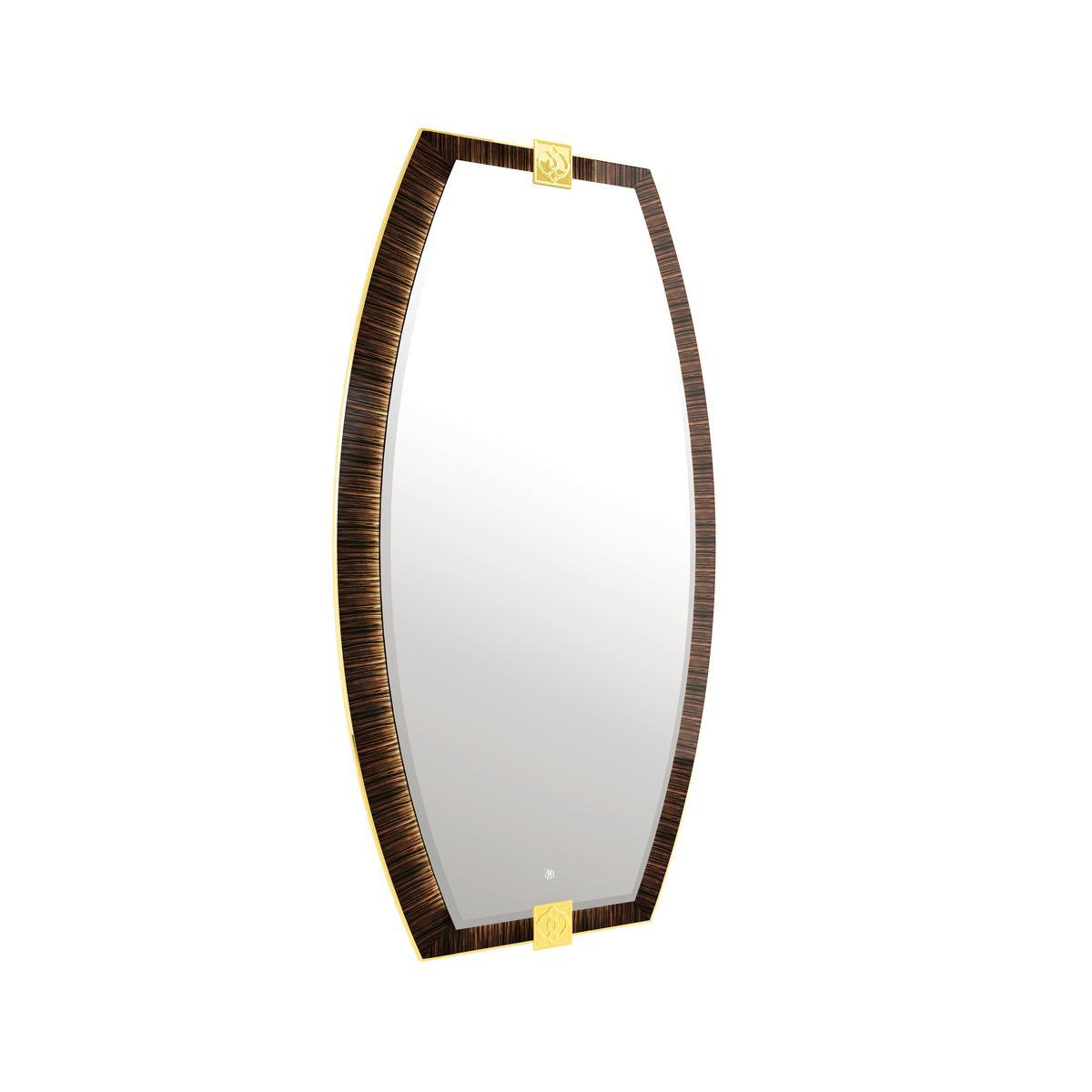 ETIENNE Wall mirror with frame and integrated lighting
