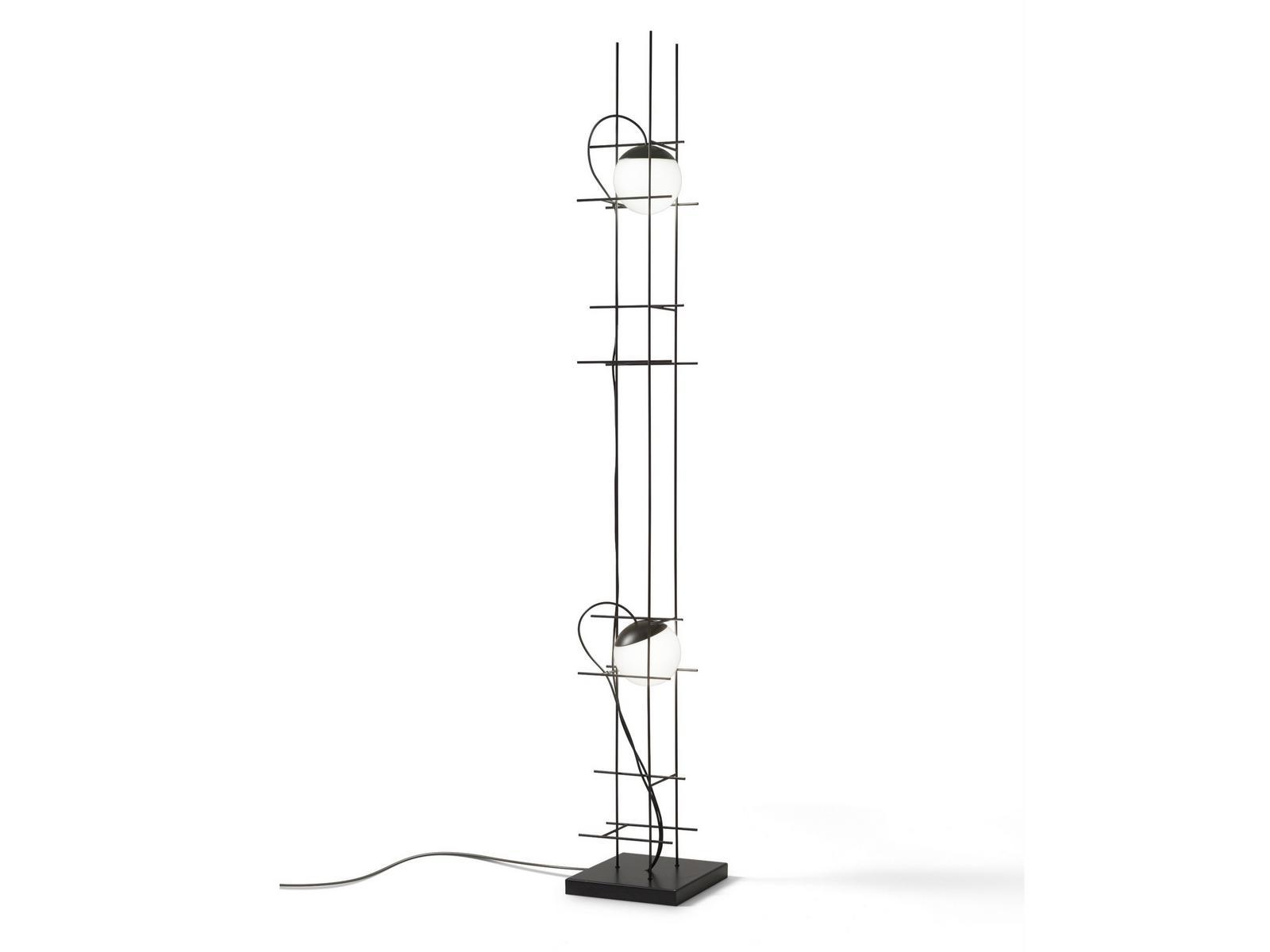 PLOT FRAME PT LED floor lamp in metal and blown glass