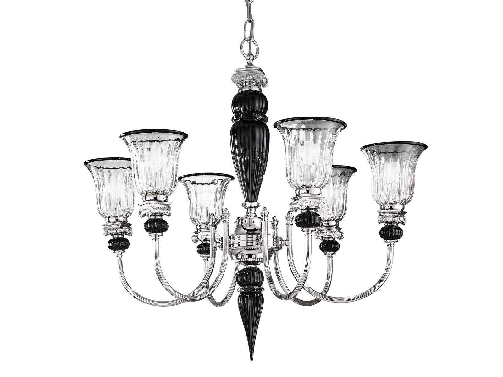 NIVES 27377/6 Chrome chandelier with clear and black crystal