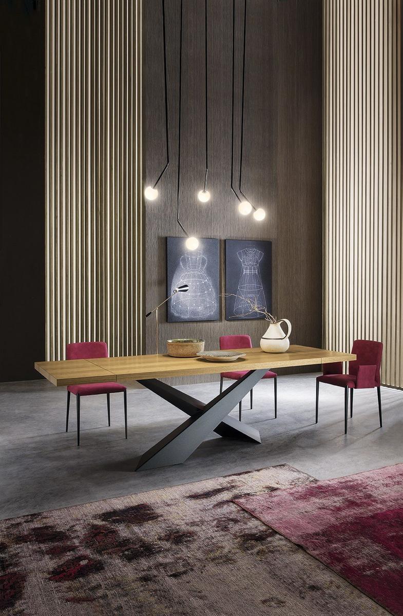 LIVING - GRAPHITE &AMP; OAK Extending rectangular wooden dining table